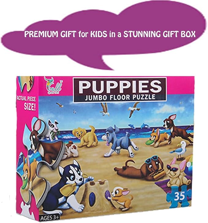 Jumbo Floor Puzzle for Kids, Large Jigsaw Puzzles 35 Piece for Kids Ages 3-5,Preschool Learning & Education Toys, Gifts for 4-8 Year Old Boys and Girls (Dog Animals)-CubbioJoy