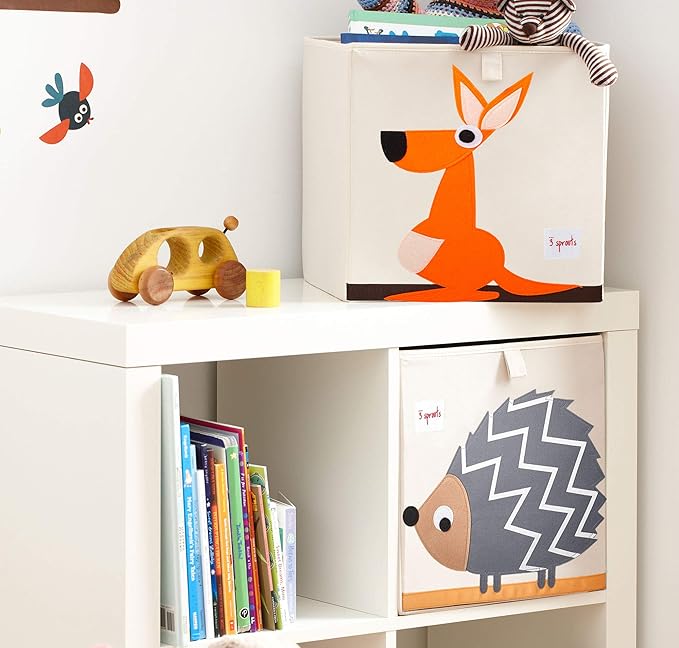 3 Sprouts Toy Storage Organizer: Toy Box Cube Organizer for Playroom, Nursery - Foldable Storage Bin - Kangaroo-CubbioJoy