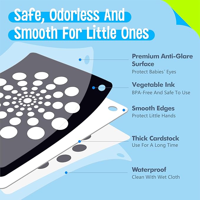 50PCS High Contrast Baby Flashcards, 100 Pages Black & White Visual Stimulus Flash Cards, Brain Development Cards Set Montessori Sensory Toys for Infants Newborn Boy Girl Baby Tummy Time (0-3 Months)-CubbioJoy