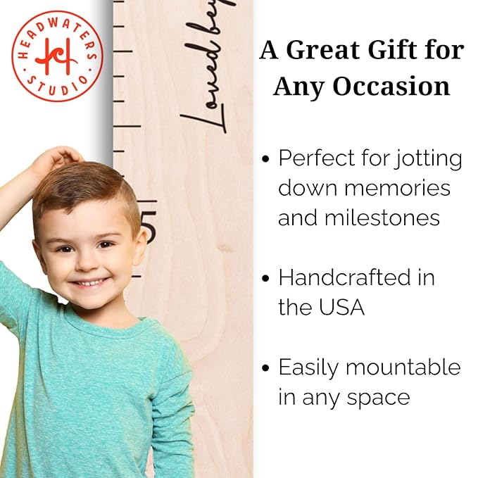 Boho Growth Chart for Wall Wooden Growth Chart for Kids, Height Chart for Wall, Kids Height Wall Chart, Kids Sizing Chart, Wall Height Chart for Kids - Love Beyond Measure, Natural-CubbioJoy