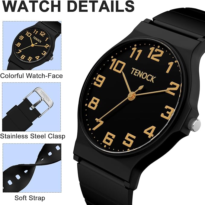 Kids Analog Watch Boys Girls, 30M Waterproof, Sports Watch for Boys, Easy to Read Children's Thin Dial Wrist Watches with Soft Band, for Ages 5-15 Kids Great Birthday Gifts Christmas Day-CubbioJoy