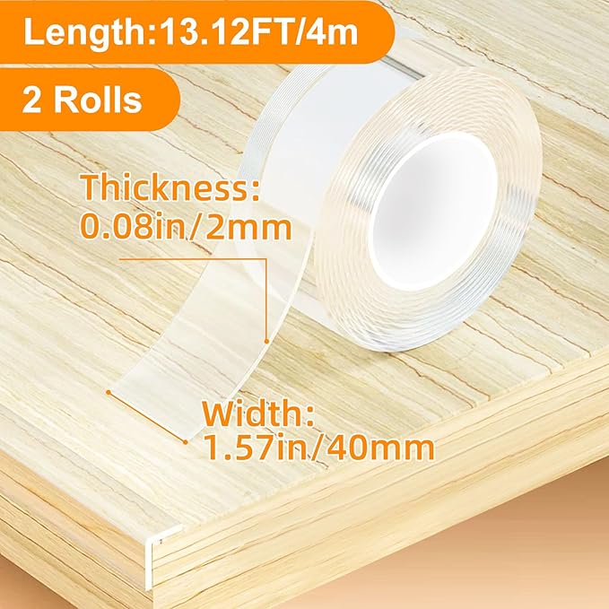 2 Rolls Clear Soft Corner Protectors for Furniture Strip,1.57 in x 13.12 FT,Sharp Edge & Table Bumper,Window Edge,Wall Protector, Soft Corner Guards Safe for Proof,Table Corner Protectors in Family-CubbioJoy