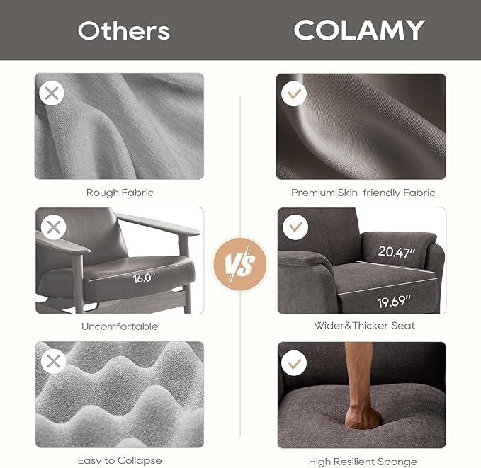 COLAMY Swivel Recliner Chair with Footrest, Strong Glide Chair High Back with Double-Layer Cushion, Rocker Recliner for Nursery & Living Room, Bedroom, Charcoal-CubbioJoy