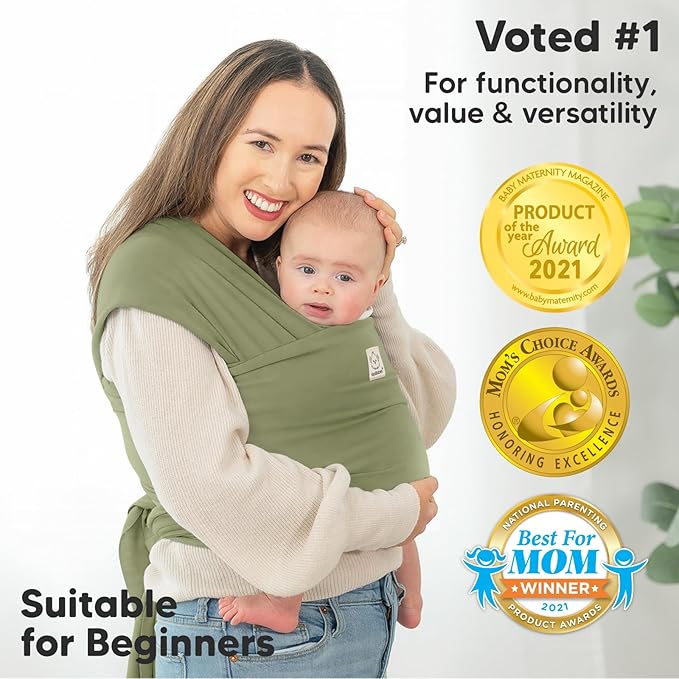KeaBabies Baby Wrap Carrier - All in 1 Original Baby Carrier Newborn to Toddler Sling, Easy to Wear, Hands Free Bonding, Lightweight, Breathable Infant Wraps (Dusty Olive)-CubbioJoy