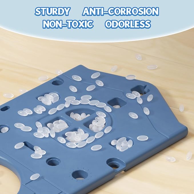 8 in 1 Toddler Slide Set, Kids Slide for Toddlers Age 1-3, Toddler Climber Slide PlaySet with Basketball Hoop and Ball, Outdoor Indoor Kids Playground for Toddlers 1-3, Blue Grey-CubbioJoy