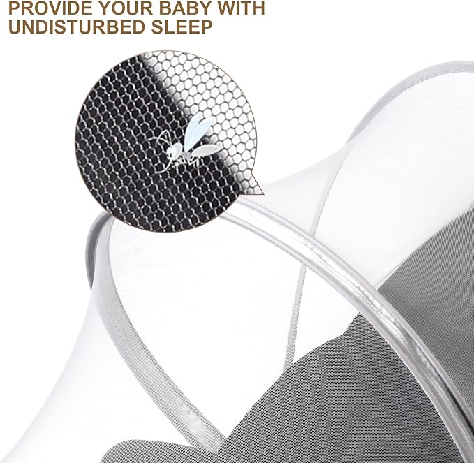 Baby Mosquito Net with Double Zipper, Bassinet Stroller Cover for Baby/Car Seat/Cradles/Carriers, Easy to Use, Keep Insects/Bugs/Cats Out, White-CubbioJoy