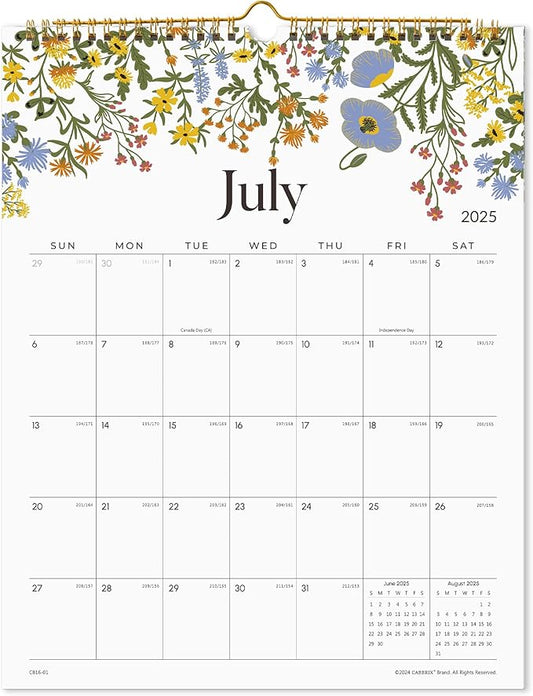 2025 Wall Calendar, Calendar 2025, Floral Design Wall Calendar with Thick Paper, 18 Months Runs From July 2025 - December 2026, 12" x 15", Twin-Wire Binding, Perfect for Planning (Flower)-CubbioJoy