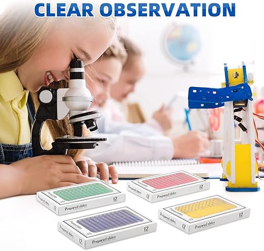 48Pcs Prepared Microscope Slides Specimen Animals Plants Flowers Sample Biological Specimen, Stereo Microscope Slide for Kids Children Students Enlighten Education-CubbioJoy
