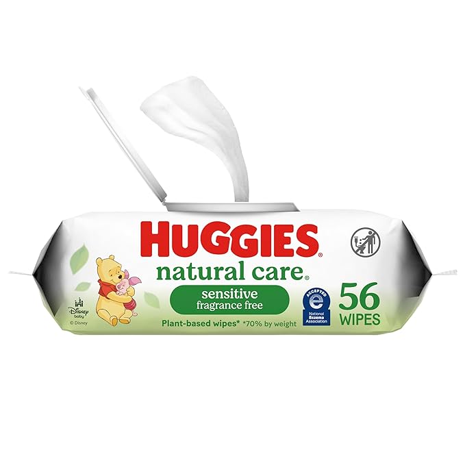 Huggies Natural Care Sensitive Baby Wipes, Unscented, Hypoallergenic, 99% Purified Water, 1 Flip-Top Pack (56 Wipes Total)-CubbioJoy