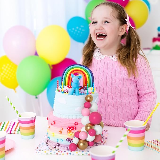 75 Pieces Cake Balls Topper Decorations Foam Cupcake Topper Mini Balloon Balls Cake Picks for Deco Birthday Party Wedding（Pink White Gold Series）-CubbioJoy