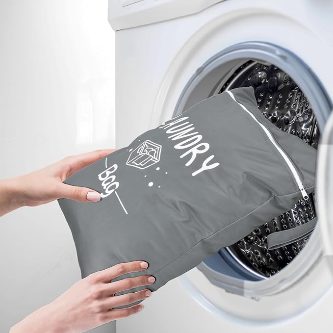 2 Pcs Large Travel Laundry Bag - Waterproof Wet Dry Washable for Dirty Clothes, Bathing Suit, Workout, Gym, Swimming, Yoga (Pink+Grey)-CubbioJoy