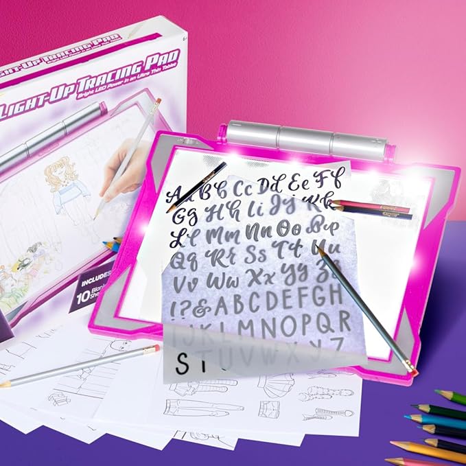 Crayola Light Up Tracing Pad - Pink, Writing & Drawing Art Kit for Kids, Kids Toys & Games, Tracing Light Box, Sketching Gifts for Girls & Boys, 6+ [Amazon Exclusive]-CubbioJoy