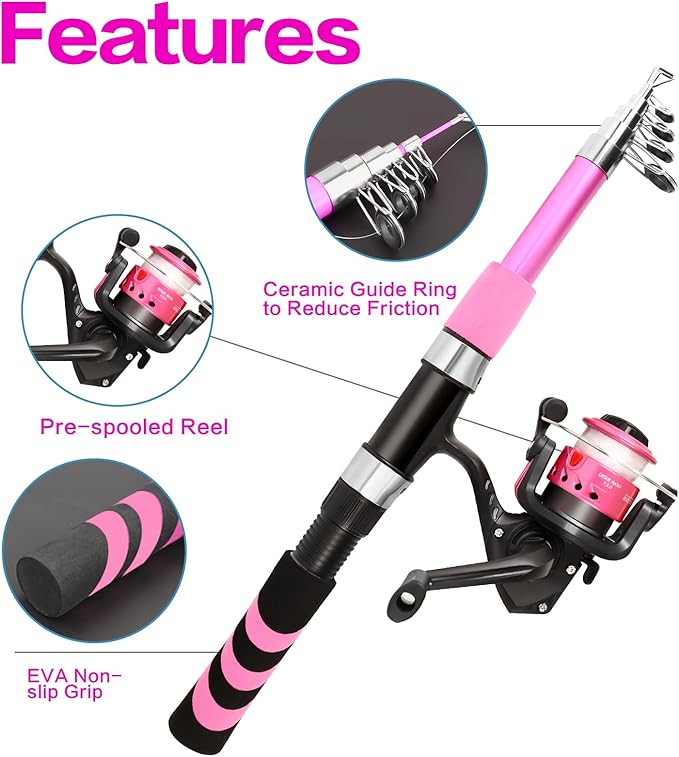 Collapsible Telescopic Fishing Rod and Reel Combo Push Button Small Fishing Pole Kit Beginner Youth Boys Fishing Starter Set Tackle-CubbioJoy