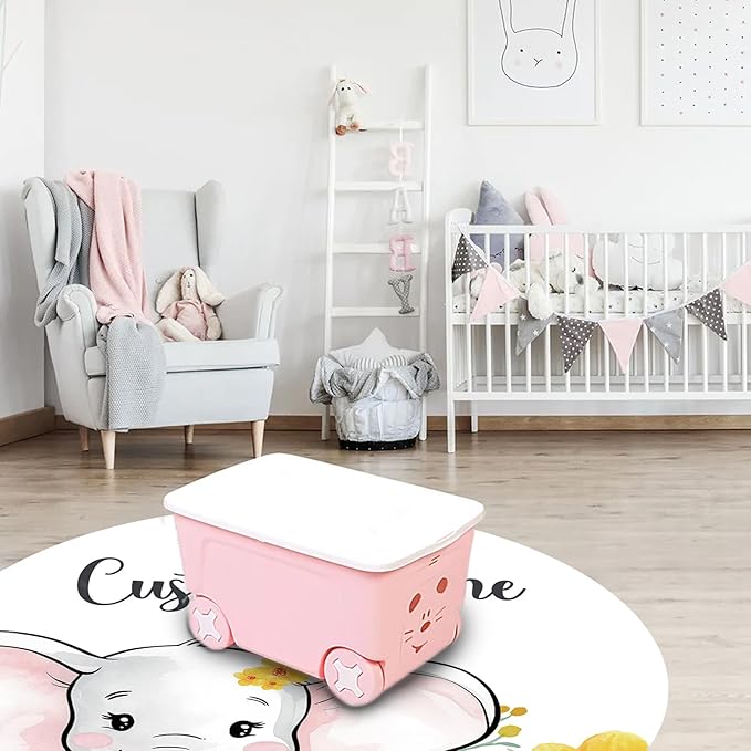 Custom Nursery Crib Bedding Set: 4 Piece Yellow Floral Elephant Design Baby Crib Sets for Girls with Personalized Name - Toddler Double Layer Blanket Set, Comfortable Crib Bed Sheets for Baby Toddlers-CubbioJoy