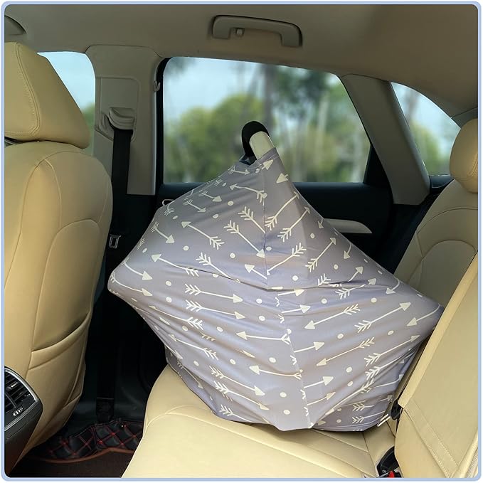 Car Seat Covers for Babies - Multi- use Nursing Carseat Canopy, Breastfeeding Covers, Baby Shower Gifts for Boys and Girls (dot Arrows)-CubbioJoy