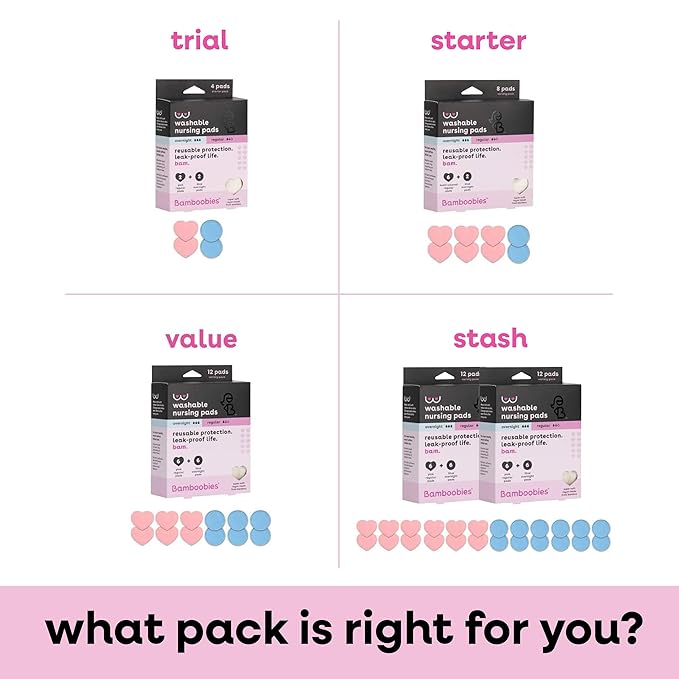 Bamboobies Nursing Pads, Ultra-Soft Velour, Reusable, Washable & Leak-Proof, 6 Ultra-Thin and 2 Overnight Pads for Breastfeeding-CubbioJoy