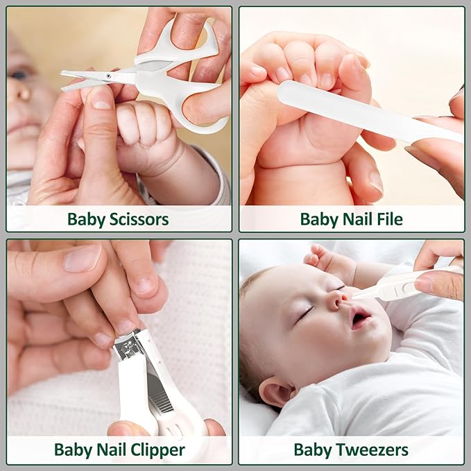 Baby Healthcare and Grooming Kit for Newborn Kids, 24PCS Upgraded Safety Baby Care Kit, Newborn Nursery Health Care Set, Baby Care Product (Grey White)-CubbioJoy