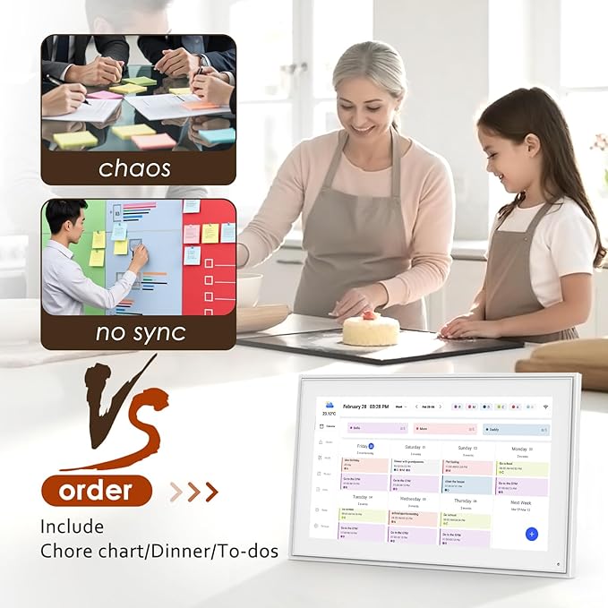 Digital Calendar 15.6 Inch, Electronic Calendar Chore Family Schedules, Smart Weekly and Monthly Planner, 1920 * 1080P IPS Touchscreen Interactive Display - Wall Mount White-CubbioJoy