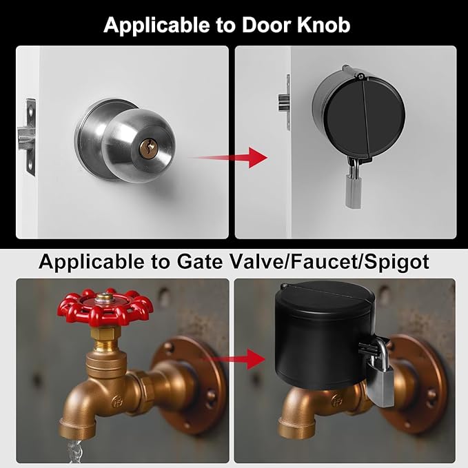 Door Knob Lockout Device, All-Metal Adjustable Version, Cover to Disable Doorknob, Prevents Turning of Knob & Block Access to Keyhole, Safety Extra Lock for Kids/Elderly/Bedroom No Drill-CubbioJoy