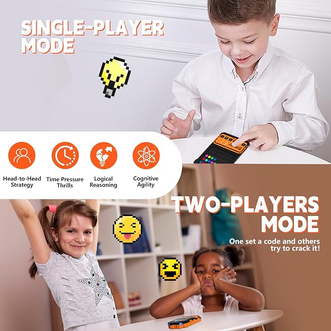 Crack The Code-Handheld Game Electronic Mastermind,Super Decoder with Clamp, 1-8 Players 10000+ Code-Breaking Puzzle Game for Kids and Adults，Birthday Gift for Boys and Girls,Travel toy for Road Trip-CubbioJoy