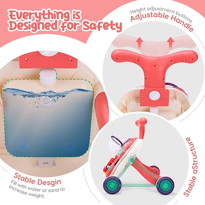 CUTE STONE Baby Walker for Boys Girls, 2 in 1 Sit-to-Stand Learning Walker and Activity Center, Baby Walking Toy, Early Learning Push Toy Gift for Infant-CubbioJoy