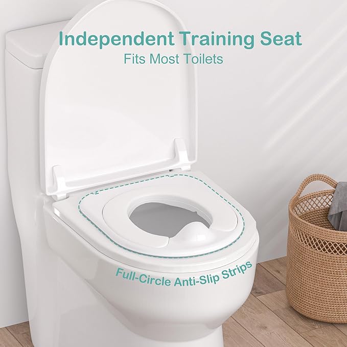 2-in-1 Toddler Potty Training Toilet - Larger Potty Chair & Detachable Training Seat for Boys & Girls Ages 1-3 with Flushing Sound, Wipes Storage, Toilet Paper Holder - Cyan-CubbioJoy