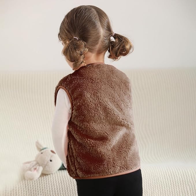 Baby Boys Girls Fleece Vest Zip Up Cute Bear Jackets Fuzzy Fall Winter Warm Clothes Newborn Outwear for Toddler Infant-CubbioJoy