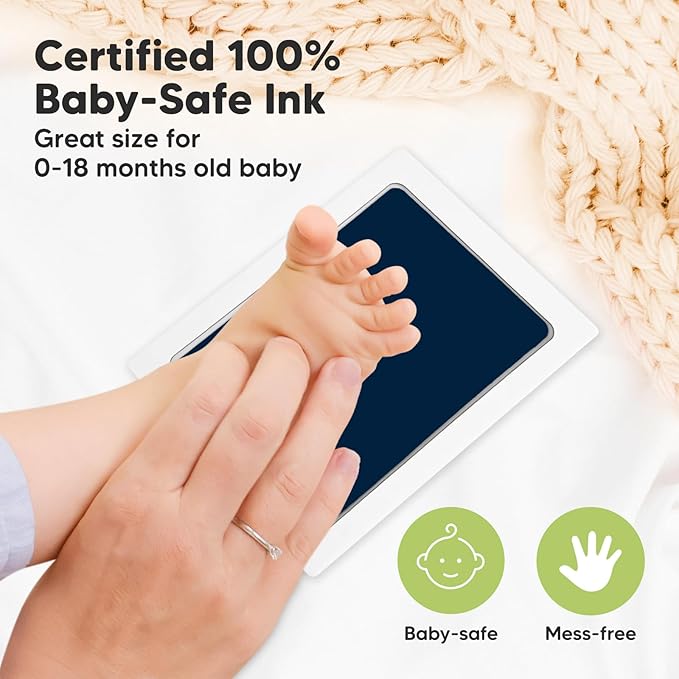 2-Pack Inkless Baby Hand and Footprint Kit - Mess Free Ink Pad for Newborn Keepsake, Dog Nose & Paw Print Kit, Clean Touch Ink Pad for Baby Hand & Footprints, Ideal New Mom Gifts (Navy, L)-CubbioJoy