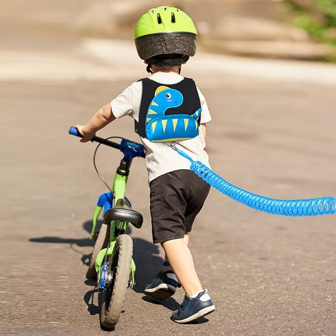 Accmor Toddler Harness Wrist Leash with Anti Lost Wrist Link, Cute Dinosaur Kids Back Pack Child Walking Restraints Holder Straps Belt Tether to Keep Baby Boys Girls Close While Outdoor-CubbioJoy