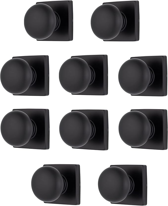 BRINKS – Contemporary Non-Locking Interior Ball Door Knob, Matte Black - Designed for Sleek and Modern Homes and Blends Seamlessly with Interior Décor (E2426-122) (10 Pack)-CubbioJoy