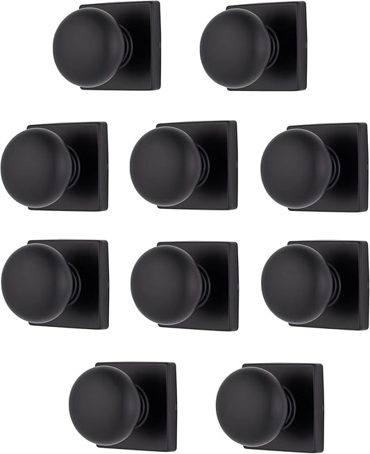 BRINKS – Contemporary Non-Locking Interior Ball Door Knob, Matte Black - Designed for Sleek and Modern Homes and Blends Seamlessly with Interior Décor (E2426-122) (10 Pack)-CubbioJoy