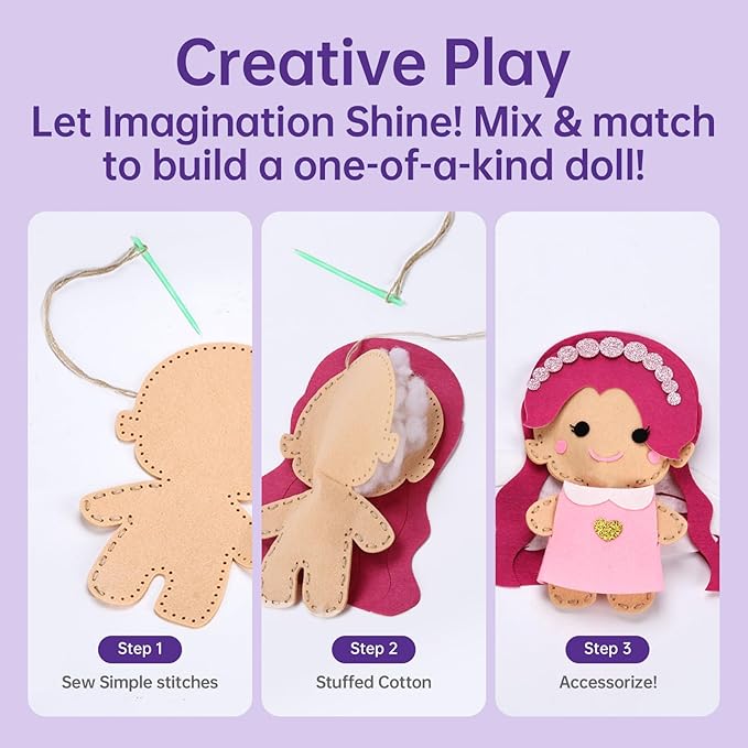 Cymbana Princess Felt Craft Kit for Girls Beginner Sewing Kit, Arts and Crafts for Kids Ages 8-12 Make Your Own Fashion Designer Kits-CubbioJoy