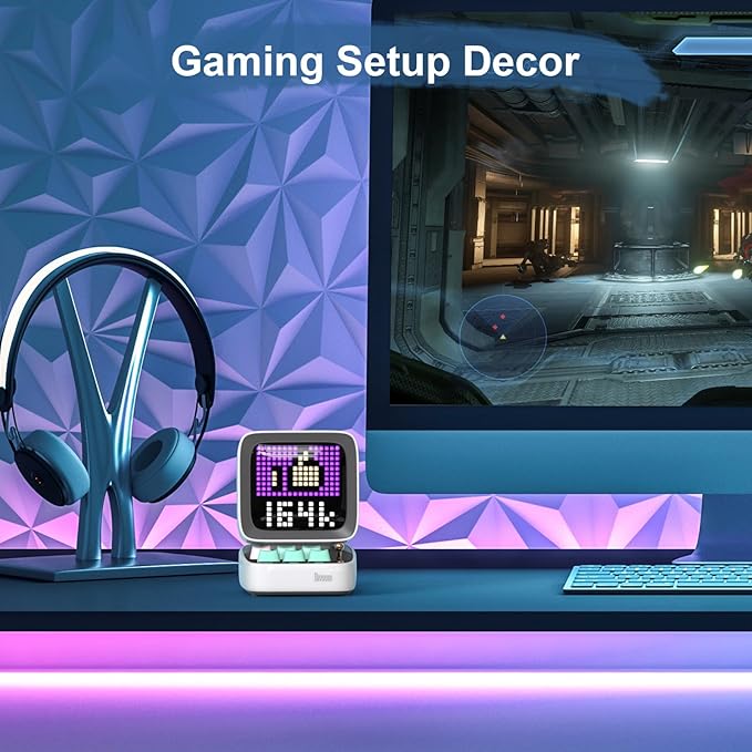 Divoom Ditoo Pixel Art Gaming Portable Bluetooth Speaker with App Controlled 16X16 LED Front Panel, Also a Smart Alarm (White)-CubbioJoy