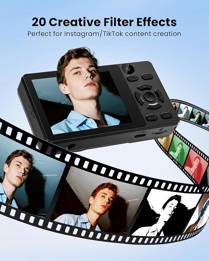 Digital Camera with Front Rear Lens, Autofocus 64MP 4K Camera for Photography with 32GB Card, Portable Compact Point and Shoot Camera for Teens Adult Beginner with Metal Shell, 2000mAh Battery-CubbioJoy