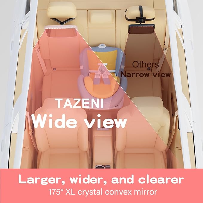 Car Mirror for Baby - Hook Clip Design, Never Shake Car Seat Mirror, Rear Facing, Easy Install, Back Seat Crystal Clear View, ShatterProof Tested - Pink-CubbioJoy