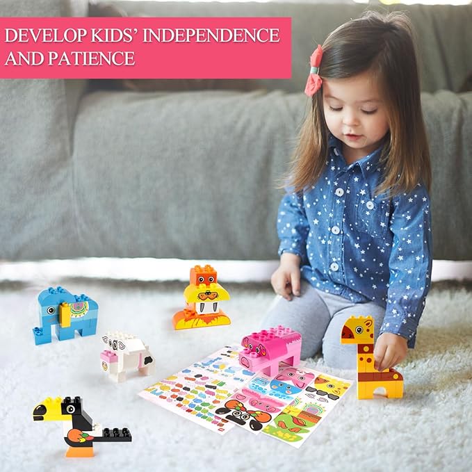 Animals Building Blocks Set, 122 Pieces Animal Building Toy Kit with Storage Box for Kids Ages 3 4 5 6 Years, Creative STEM Educational Preschool Toys for Toddlers Boys Girls Christmas Birthday Gift-CubbioJoy