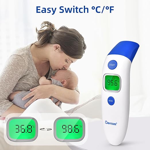 Berrcom 3 in 1 Forehead and Ear Thermometer Indoors Non-Contact Backlight Body Object Temperature Checking Sensor Touchless Digital Thermometer with Fever Alert-CubbioJoy