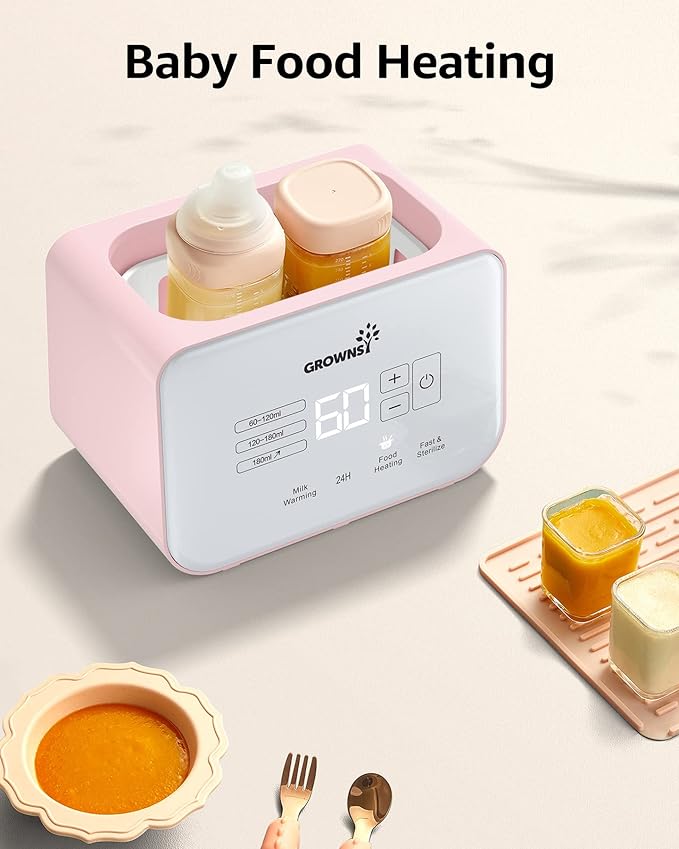 Baby Bottle Warmer, Gronwsy 8-in-1 Fast Milk Warmer with Timer Breastmilk or Formula, Fits 2 Bottles, Accurate Temperature Control, with Defrost, Sterili-zing, Keep, Heat Baby Food Jars Function-CubbioJoy