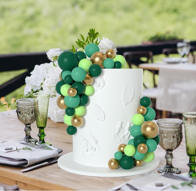 75 Pieces Cake Balls Topper Decorations Foam Cupcake Topper Mini Balloon Balls Cake Picks for Deco Birthday Party Wedding（Green Gold Series）-CubbioJoy