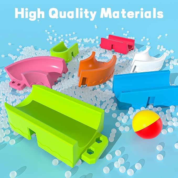 Baby Bath Toys for Toddler 1-3 3-5, Bathtub Shower Building Duck Slide Blocks Toy Marble Run Toys for Kids 1 2 3 4 5 Years Old Toddler Boys and Girls-CubbioJoy