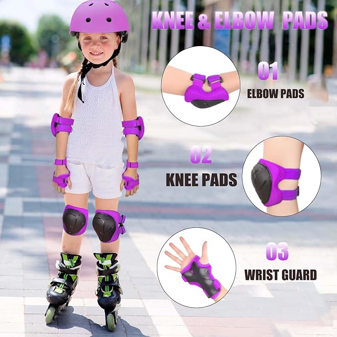Kids Bike Helmet Set Adjustable Helmet for Ages 3-15 Kids Toddler Boys Girls Youth, Multi-Sport Bicycle Skateboarding Football Rollerskating Scooter Rollerblade Balance Bike Helmets-CubbioJoy