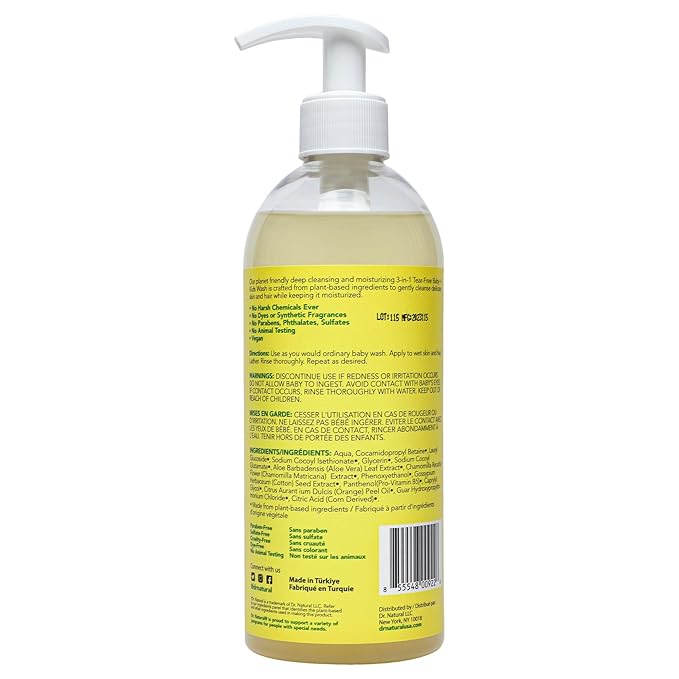 Dr. Natural 3-in-1 Tear-Free Baby Plus Kids Soap - Head-to-Toe Soap and Shampoo - Sensitive Skin Moisturizing Body Wash - Citrus - 16 oz-CubbioJoy