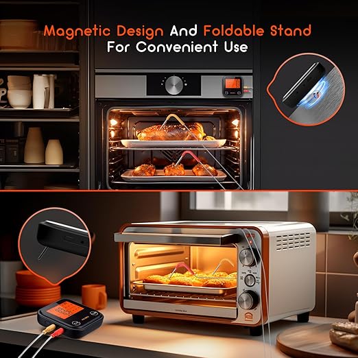 INKBIRD Dual Mode WiFi Wireless Meat Thermometer, 4 Probes with Clear LCD for Smoking, Bluetooth Meat Thermometer with Smart APP Control for Oven, Cooking-CubbioJoy