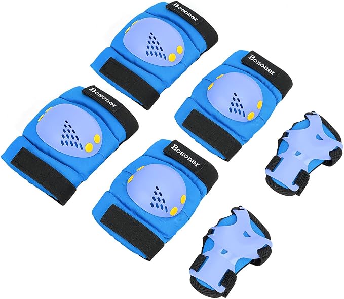 BOSONER Kids/Youth Knee Pads Elbow Pads Wrist Guards Set for 3-15 Years, Child Protective Gear Set for Roller Skates, Cycling, BMX Bike, Skateboard, Inline Skating, Scooter Riding Sports…-CubbioJoy