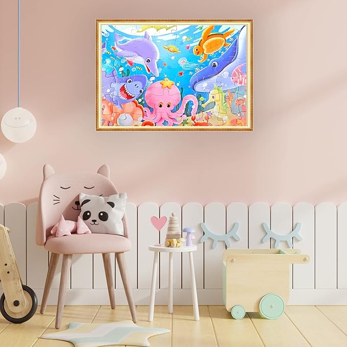 Jumbo Floor Puzzle for Kids Underwater Jigsaw Large Puzzles 48 Piece for Toddler Children Learning Preschool Educational Intellectual Development Toys 3-5 4-8 Years Old Gift for Boys and Girls-CubbioJoy