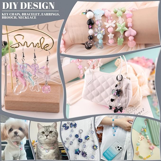 Assorted 170-230PCS Black Acrylic Beads for Bracelet Making, Flower Bow Butterfly Candy GummyBear Aesthetic Bracelet Charms,Cute Beads for Jewelry Making DIY Necklace Keychain Phone Charm-CubbioJoy