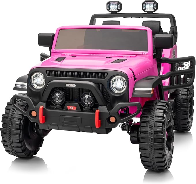 2 Seater Ride on Toy Car for Kids, 24V 4x4 Ride-on Truck Kids Electric Car w/Remote Control, 4x200W Motors - Hot Pink-CubbioJoy