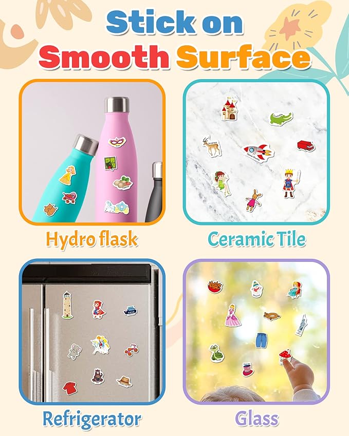 Benresive Reusable Sticker Books for Kids 2-4, Sticker Books for Toddlers 1-3 2-4, Toddler Travel Toys Activities Crafts Gifts - America Map, Fairy, My House-CubbioJoy