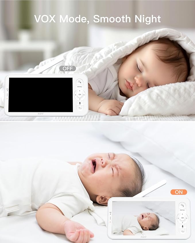 ARENTI Baby Monitor with 2 Cameras, 2K/3MP WiFi 6 Camera and Audio, 5-inch Wireless Screen, Smartphone App, Super Night Vision, Crying Detection, Auto Tracking, Temp&Humidity Sensor (D3 Set)-CubbioJoy