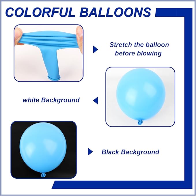 140pcs Light Blue Round Balloons Different Sizes 18 12 10 5 Inch Latex Balloons for Arch Decoration Party Balloon Kit for Graduation Birthday Party Wedding Balloon Baby Shower Decoration-CubbioJoy
